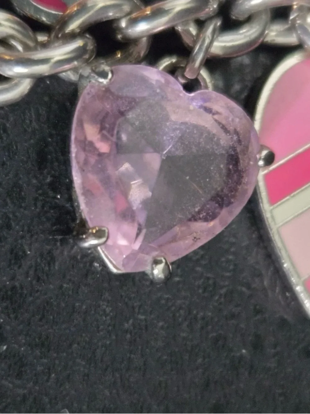 Vintage Coach Pink Heart Charm Keychain / Bag Charm - Breast Cancer Awareness
